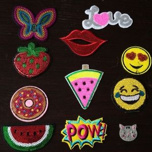 11 pcs iron on patches emoji fruit butterfly